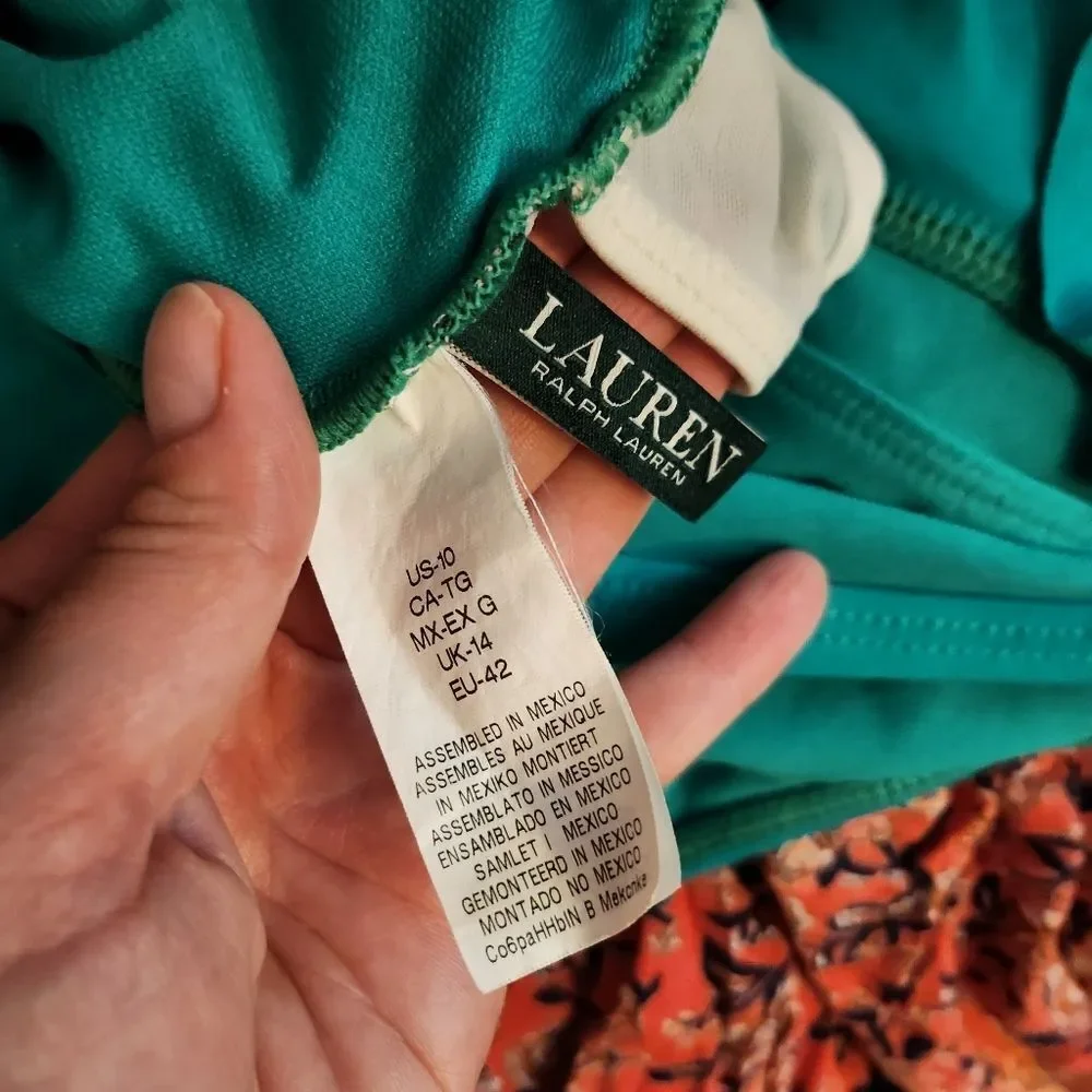 Lauren Ralph Lauren Teal Onepiece With Ruffles
